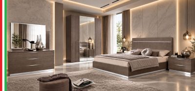 Bedroom Furniture Modern Bedrooms QS and KS Kroma King size Silver Birch Bed with Platinum cases