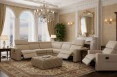 Living Room Furniture Sectionals 6021 Cream Sectional and armchair w/ manual recliners